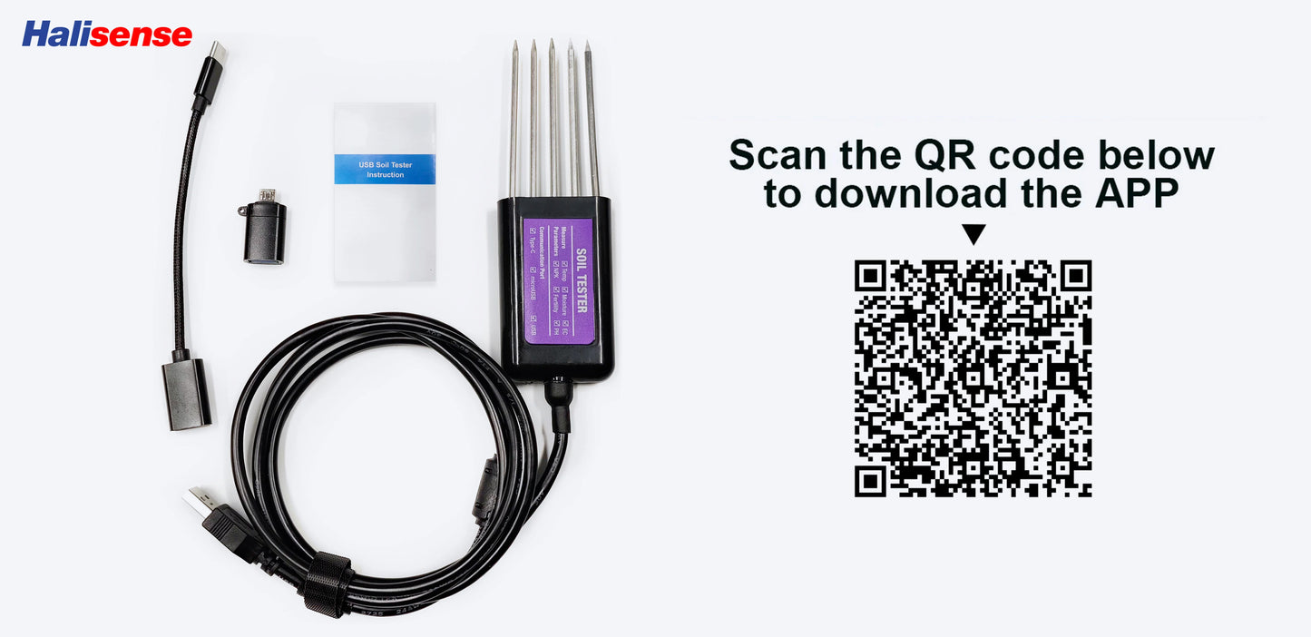 8 in 1 Soil Tester with USB Type-C – Temperature, Moisture, EC, PH, NPK, Portable Sensor, Free Android App