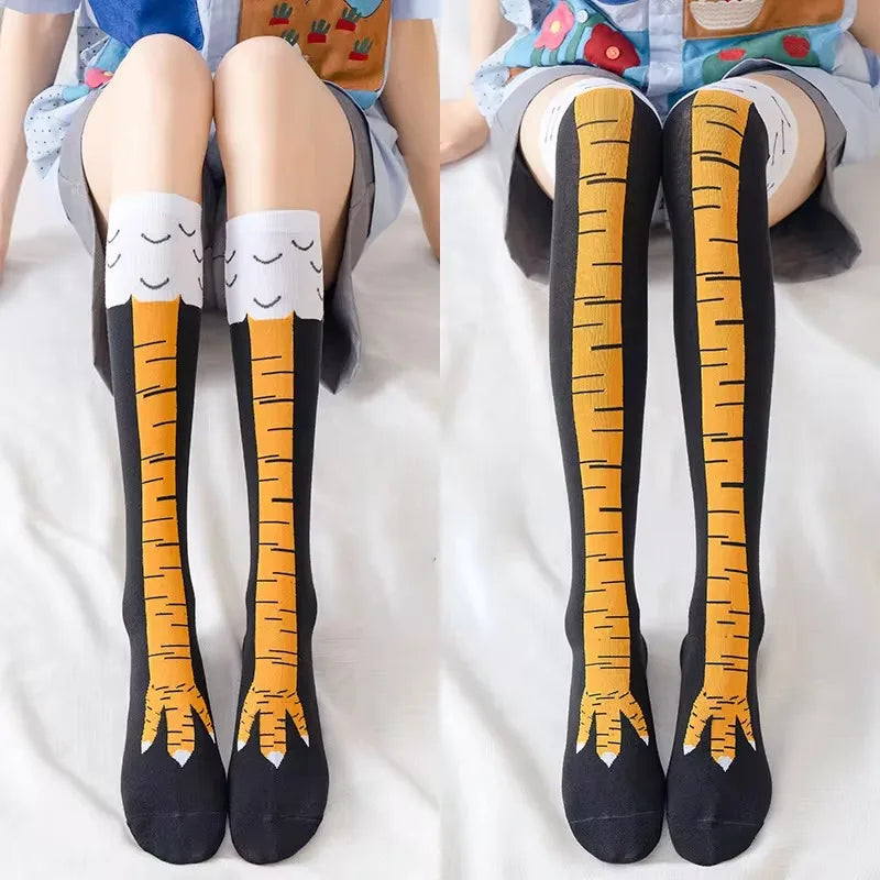 Funny Chicken Paw Stockings - Realistic Over-the-Knee Novelty Socks for Women