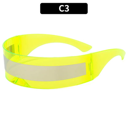 Y2K Future Warrior Rimless Sunglasses – One Piece Lens Cyber Punk Wrap Around Sun Glasses for Men & Women, Hip Hop Party Style