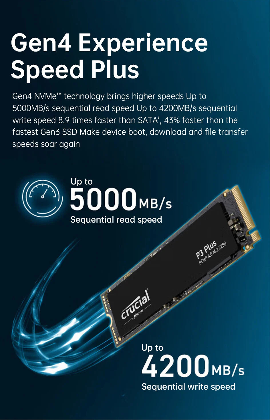 Crucial 5000MB/s NVMe M.2 2280 SSD – 4TB, 2TB, 1TB Internal Solid State Drive for PS5, Laptop, PC, PCIe 4.0x4