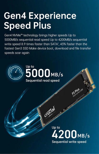 Crucial 5000MB/s NVMe M.2 2280 SSD – 4TB, 2TB, 1TB Internal Solid State Drive for PS5, Laptop, PC, PCIe 4.0x4