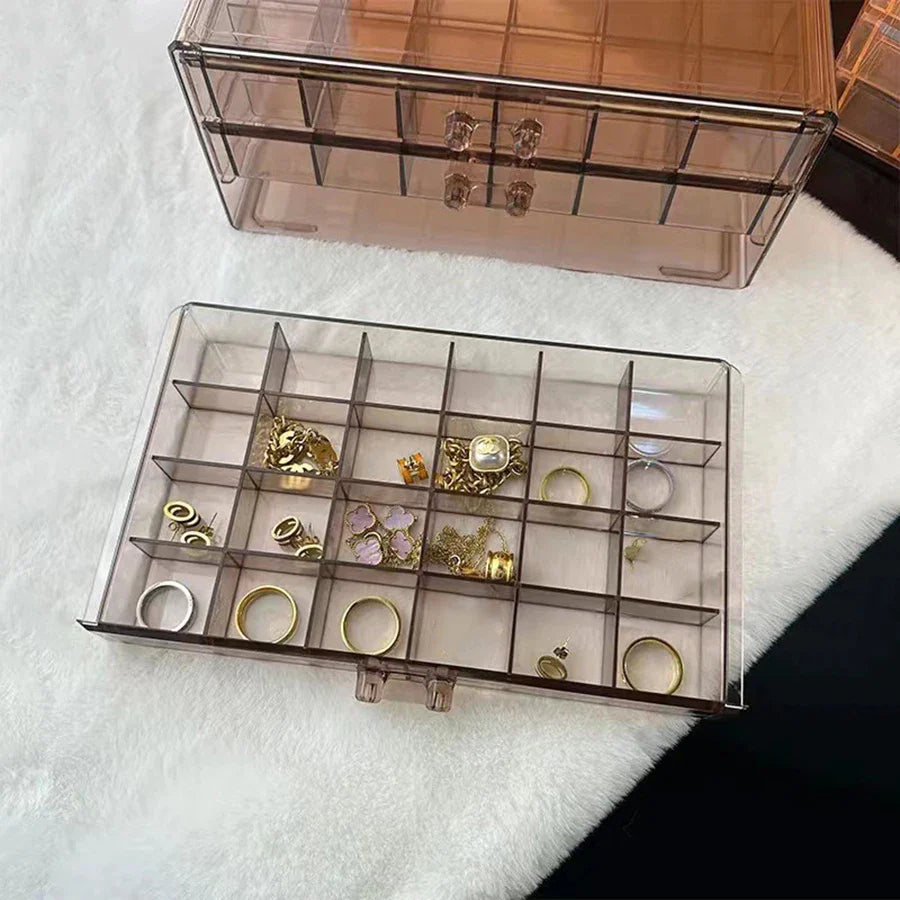 Jewelry Storage Box – Transparent PS, Available in Brown, Gray, Pink Colors