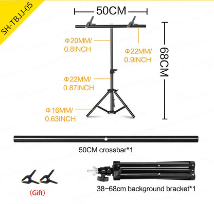 T-Shaped Adjustable Tripod Stand – Photography Backdrop Support System for Non-Woven & Muslin Backgrounds
