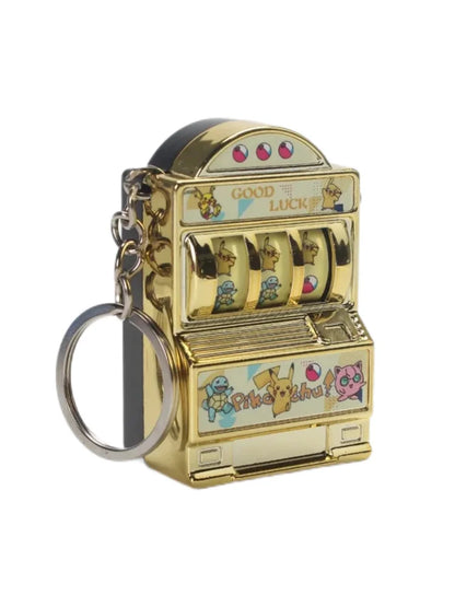 Mini Pokemon Figures Slot Machine Keychain - Plated Color, Turnable Toy, Fun Gift for Kids