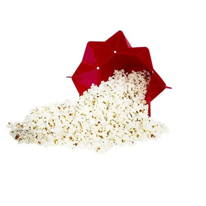 Foldable Red Silicone Popcorn Maker: High-Quality Kitchen DIY Tool for Easy Microwave Popcorn - Popcorn Bucket Bowl