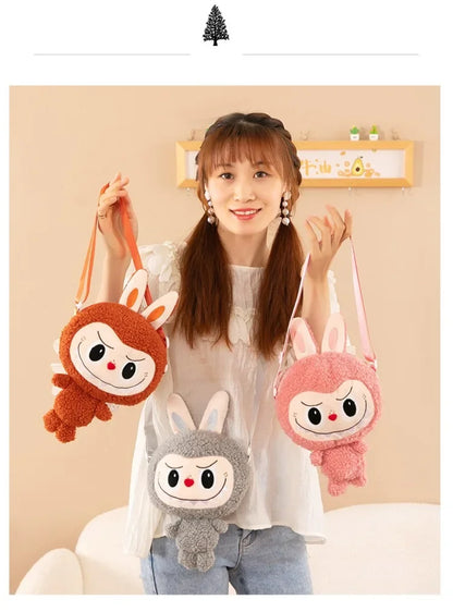 30cm Labubu Cartoon Cute Doll Backpack – Shoulder Crossbody Toy Pouch for Outdoor Travel, Christmas Gift