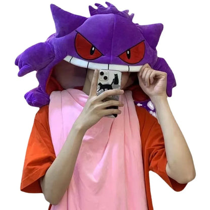 Pokemon Gengar Plush Sleep Pillow — Kawaii Anime Dual-Purpose Nap Blanket Toy Doll, Super Soft Gift