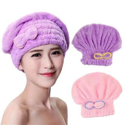 Microfibre Quick-Dry Hair Towel – Bowknot Wrap Cap for Women, Bathroom Shower Accessory Bonnet