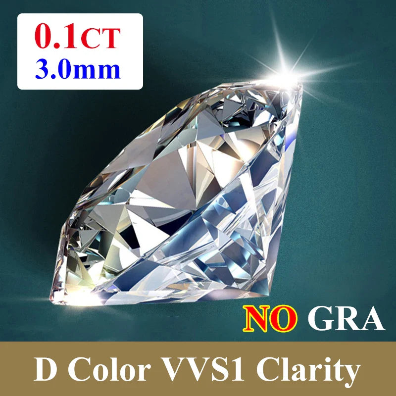 1CT Lab-Grown Moissanite Diamonds – D Color VVS1 Loose Gemstones, Full Size 0.7mm-20mm