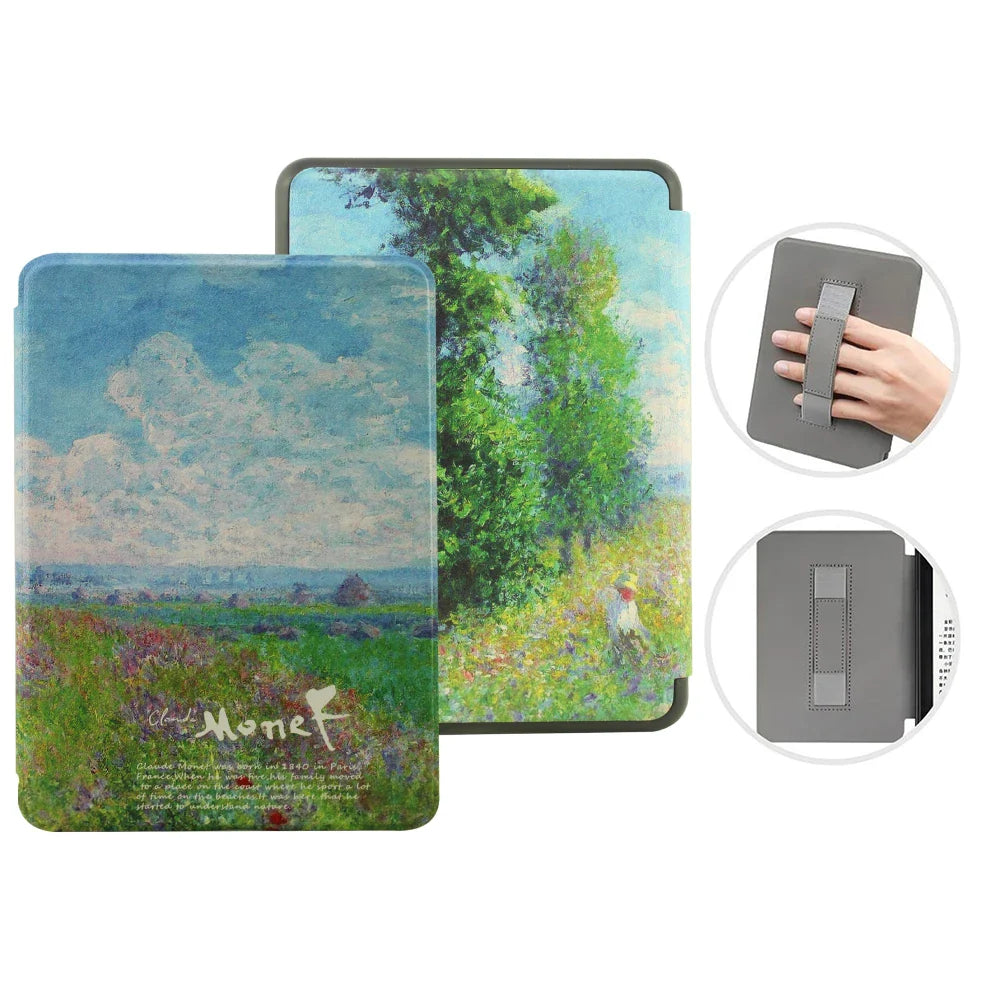 6" Kindle 11th Generation 2024 Case | PU Leather Ebook Cover with Hand Strap & Auto Wake Sleep