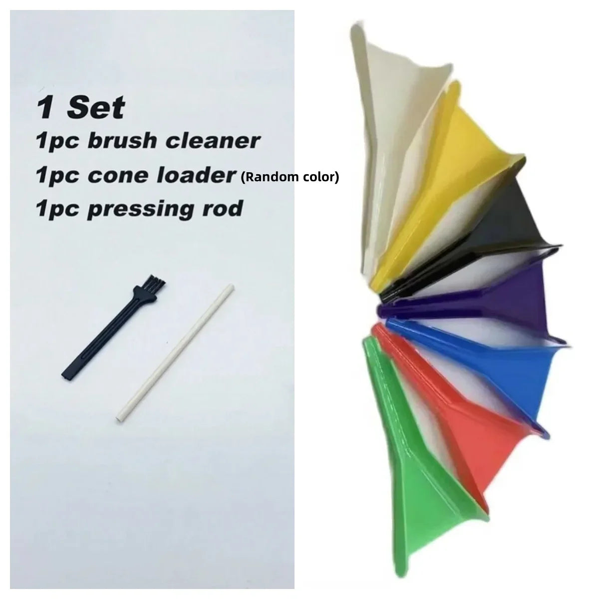 Pre-Rolled Cone Loader Tool Set – Includes Cone Loader, Cleaning Brush & Pressing Rod for Tobacco