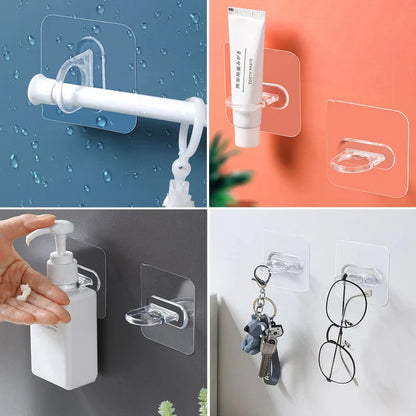 Strong Non-Marking Adhesive Patch Hook - Non-Punching Transparent Wall Hanging Shelf Buckle, No-Nail Auxiliary Patch