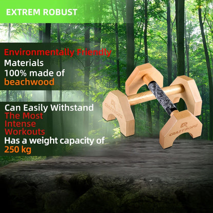 Wooden Push-Up Bar Stands: Gym Fitness Exercise Equipment for Body Building Training - Handstand Parallel Rods for Enhanced Workouts