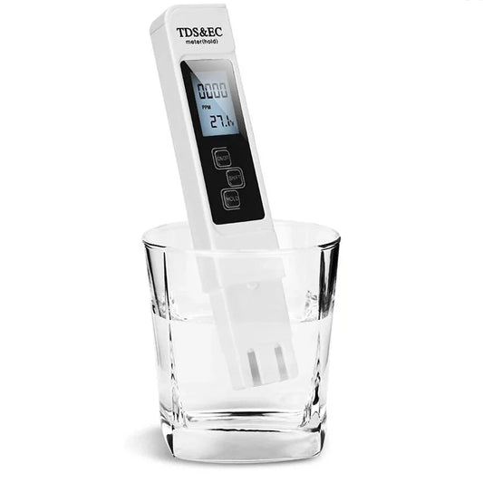 White Digital Water Quality Tester - TDS EC Meter, Multifunctional Water Purity & Temperature TEMP PPM Tester (0-9990 Range)