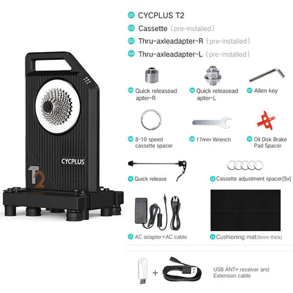 CYCPLUS T2 Indoor Cycling Trainer — Direct Drive Exercise Bike with ANT+ & BLE 5.0 Power Meter