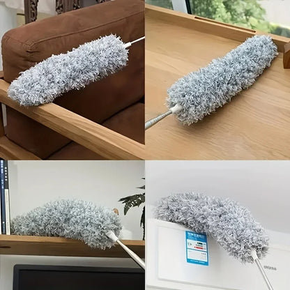 2.8M Extendable Chicken Feather Duster - Curved Ceiling Cleaning Broom with Electrostatic Dust Collector