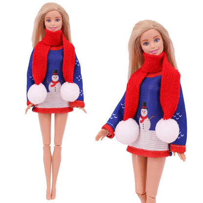Doll Christmas Sweater & Scarf – 11.8 Inch 1/6 BJD Doll Clothes Accessories for Girls