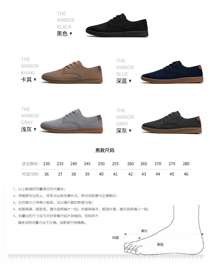 Men’s Canvas Casual Sneakers — Lightweight Slip-On Vulcanized Flats & Loafers, Comfortable Trainers Shoes