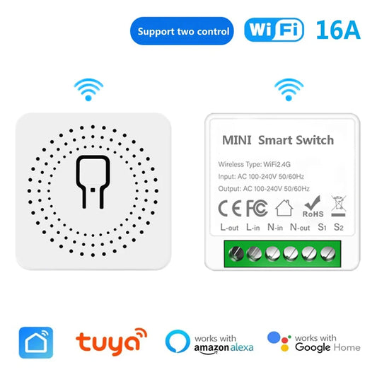 16A Mini Smart Breaker – Voice Control WiFi Switch for HomeKit, Siri, Alexa, Google, Tuya with Power Monitor