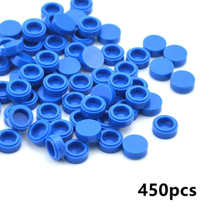 450PCS Round 1x1 Flat Stud Building Block Accessories – Colorful MOC-Compatible Creative Toy Parts Set for DIY Construction