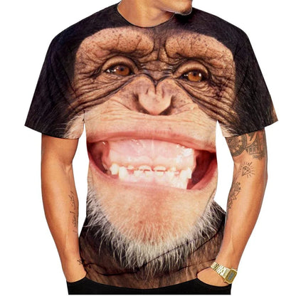 Men’s 3D Gorilla Monkey T-Shirt - Funny Graphic Print Summer Short Sleeve Shirt