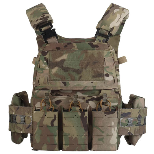 Tactical Vest Ferro Plate Carrier V5 – Military Hunting Airsoft Body Armor with Portable MOLLE System & Triple Magazine Pouch