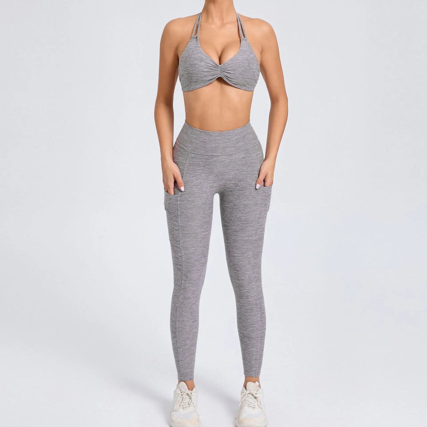Sexy Women’s Yoga Set – Crop Top Sports Bra & Shorts Gym Tracksuit for Running, Fitness & Workout