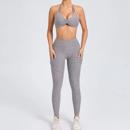 Sexy Women’s Yoga Set – Crop Top Sports Bra & Shorts Gym Tracksuit for Running, Fitness & Workout