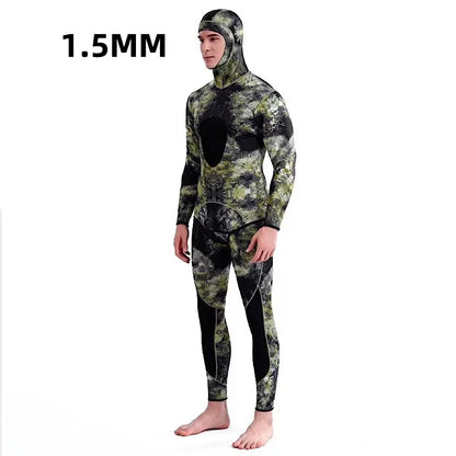 2024 Neoprene Scuba Diving Wetsuit – 1.5/3MM Winter Warm Hooded Suit with Front Zipper for Men, Surfing, Snorkeling & Spearfishing