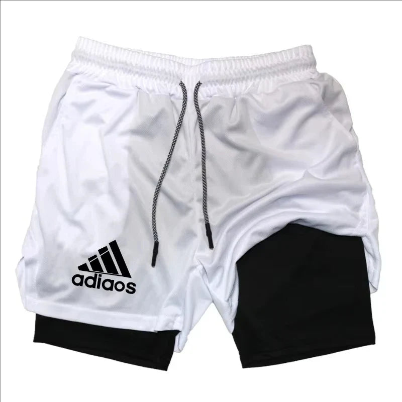Men’s 2-in-1 Compression Running Shorts – Breathable Mesh Quick-Dry Gym Fitness Training Sports Shorts for Summer Workout