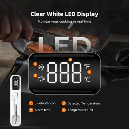 INKBIRD INT-11I-B Mini Wireless Meat Thermometer — Bluetooth 5.4, 1000ft Range, 1s Response, IP67, 26 Presets with LED Display for BBQ & Grill