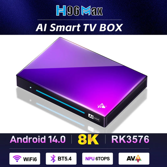 H96 MAX M9 AI Android 14 TV Box, 8-Core Rockchip RK3576, Wifi6, BT5.4, 4GB/64GB & 8GB/128GB, 8K 120fps Streaming, 1000M LAN