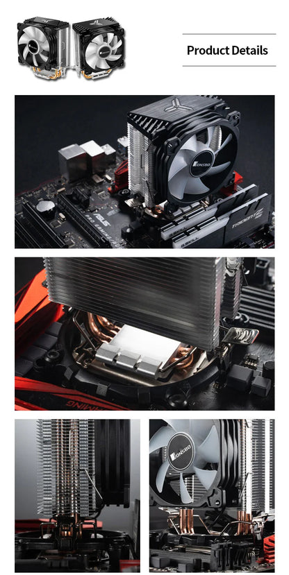 Jonsbo CR1200 CPU Cooler – 2 Heat Pipe Tower with RGB Light & 9cm Fan for Intel & AMD
