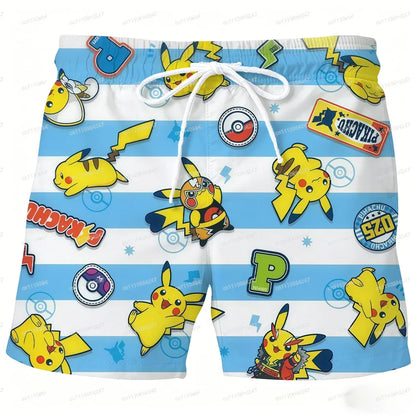 Psyduck Pokémon Beach Shorts - Quick-Dry Cartoon Swim Trunks for Men & Women