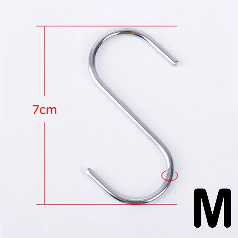 Stainless Steel Sharp Tip S Hooks – Hanging Utensil, Meat, and Clothes Hangers for Kitchen & Butcher Shop