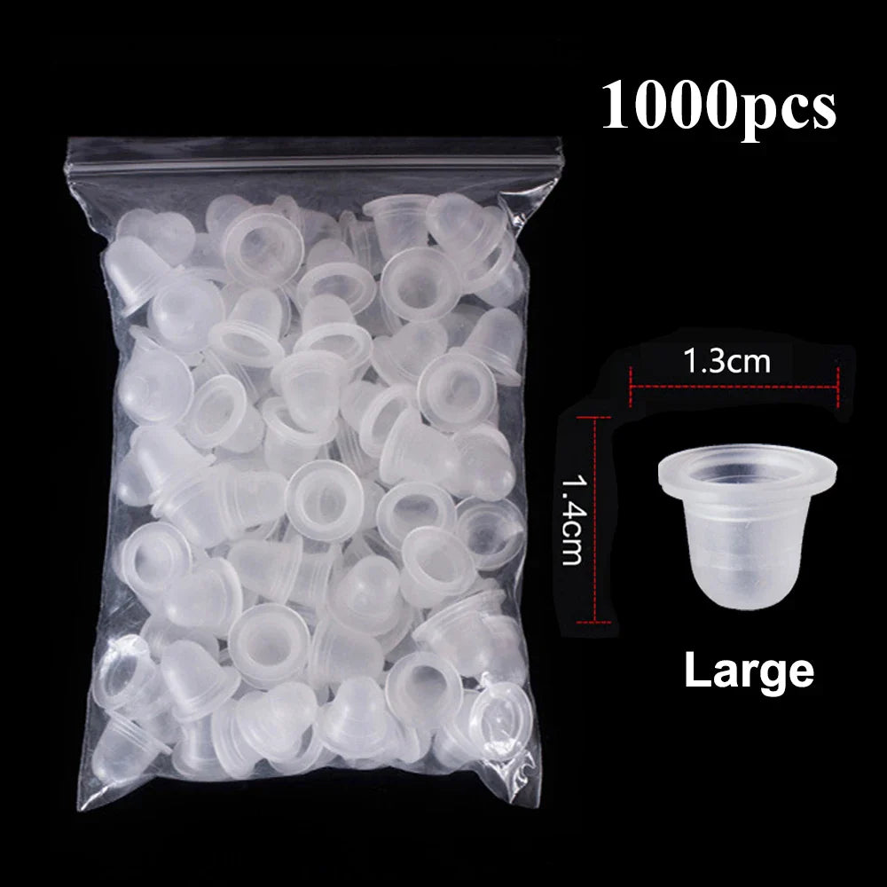100/500/1000pcs Disposable Silicone Tattoo Ink Cup Caps — Pigment Holder Containers for Tattoo Accessories