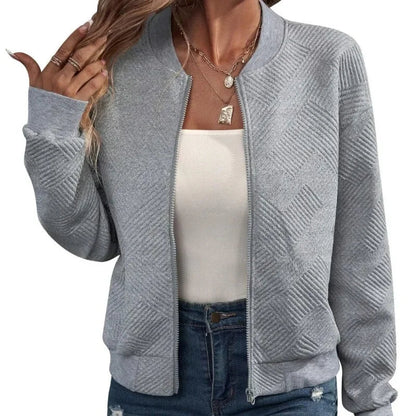 Women’s Plus Size Zipper Sweater Coat - Casual Solid Color Autumn & Winter Jacket