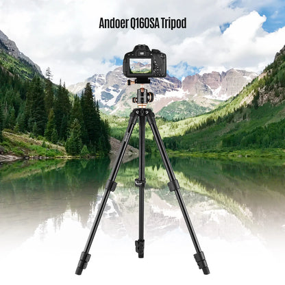 Andoer Q160SA Camera Tripod – Panoramic Ballhead for DSLR, Digital Cameras, Camcorders, Canon, Nikon, Sony