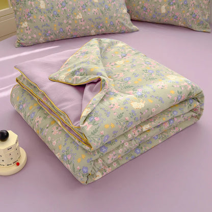 Washed Double Gauze Quilt – Lightweight Summer Comforter with Soya Fibre Filling, Soft & Breathable for Queen Size