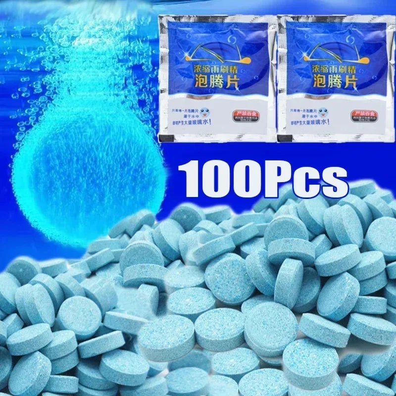 Glass Water Effervescent Wiper Tablets | Universal Concentrate for All Seasons, Strong Anti-Freeze & Shellac-Free