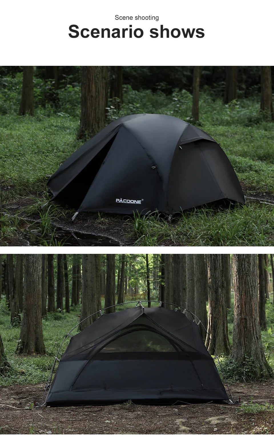 PACOONE Ultralight 20D Nylon Camping Tent – Portable Waterproof Backpacking, Cycling, Hiking, Travel & Beach Tent