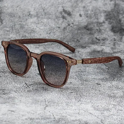 Retro Wood Grain Polarized Sunglasses for Men & Women – UV Protection Eyewear for Cycling, Outdoor & Street Photography