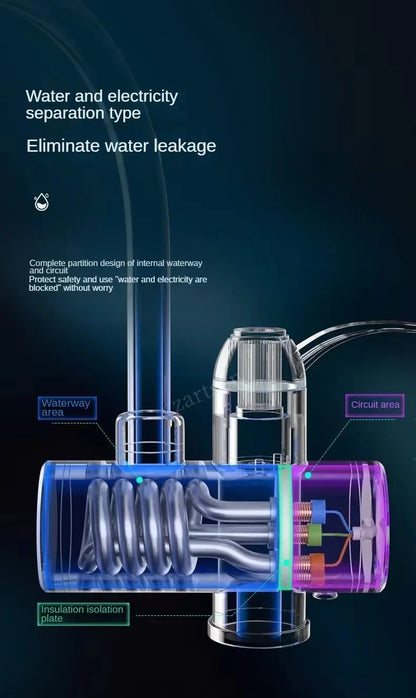 Electric Instant Kitchen Water Heater Faucet — Tankless Hot & Cold Heating Tap