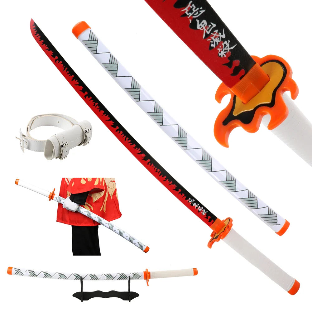 41" Demon Slayer Tanjiro Katana Sword – Samurai Cosplay Prop with Belt & Holder for Halloween Decoration