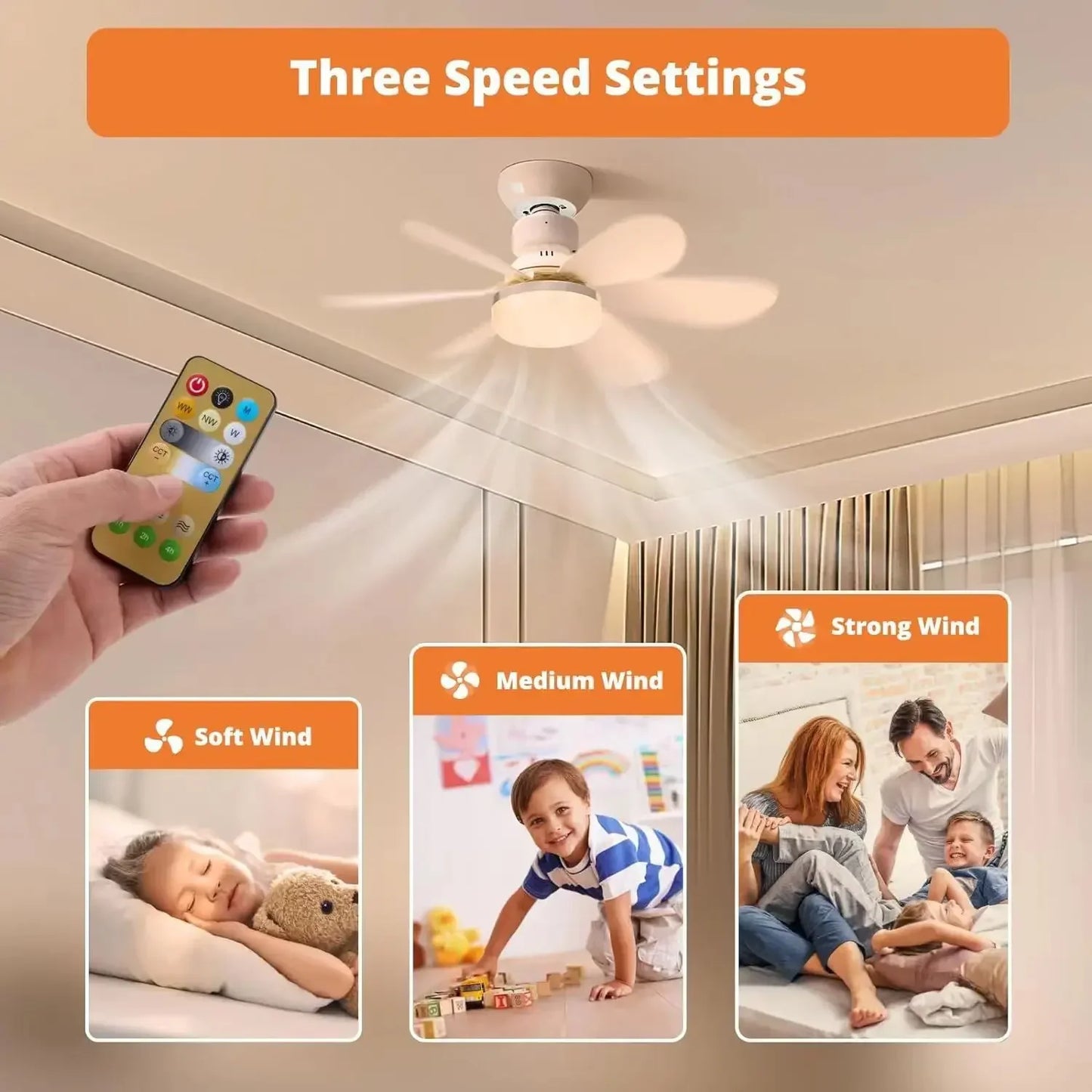 Household Detachable Fan Blades - Small Ceiling Fan with Intelligent Remote Control, Adjustable Wind & Light for Bedroom and Restaurant