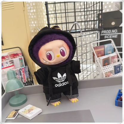 15/17cm Labubu V1 V2 Doll Clothing Set – Fashion Hoodie & Pants, Korean Idol Style DIY Accessories Toy Gift