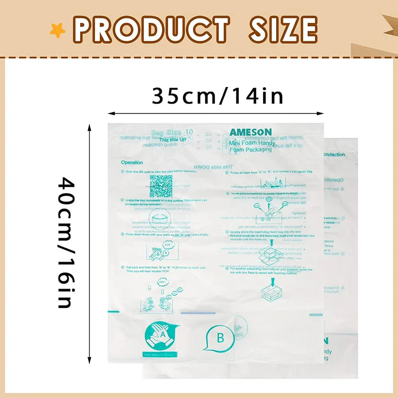 4pcs/8pcs Fragile Expanding Foam Protective Bags – Quick Foam Packing Wrap for Car Accessories & Glass Protection