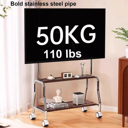 Rolling TV Stand on Wheels – Mobile Cart for 32–75in LCD & LED Flat/Curved TVs, Holds 110lbs, VESA 600x400mm