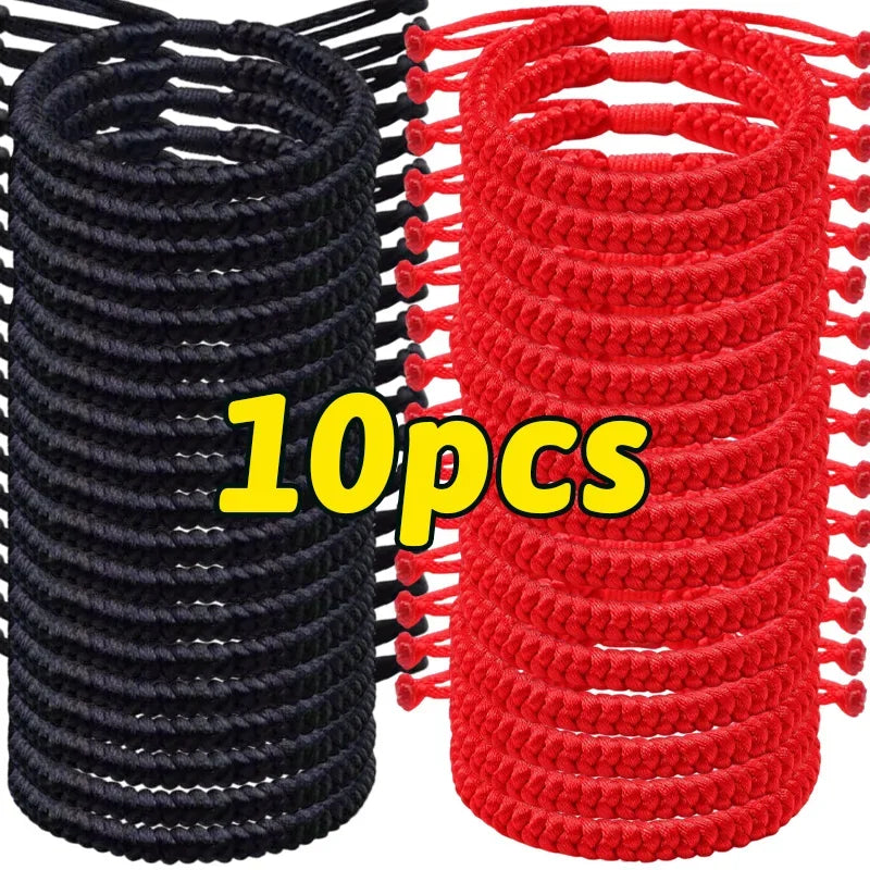 Lucky Red Thread Bracelet — Adjustable Tibetan Buddhist Handwoven Braided Rope Jewelry for Men and Women Wristbands