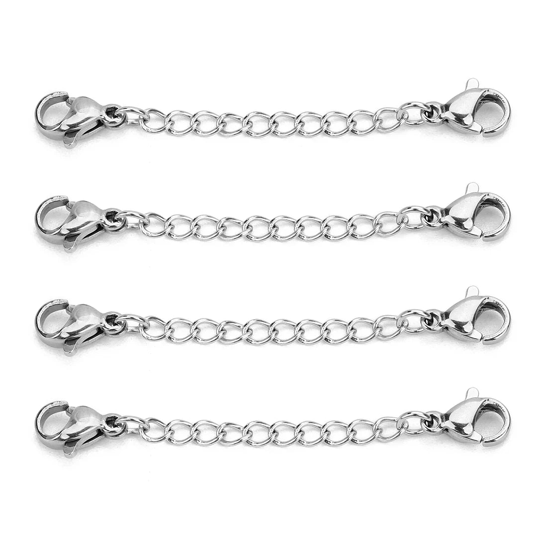 Louleur 5PCS Stainless Steel Necklace Extender Chains – Lobster Clasp Extension Tail Chains for DIY Bracelets & Jewelry